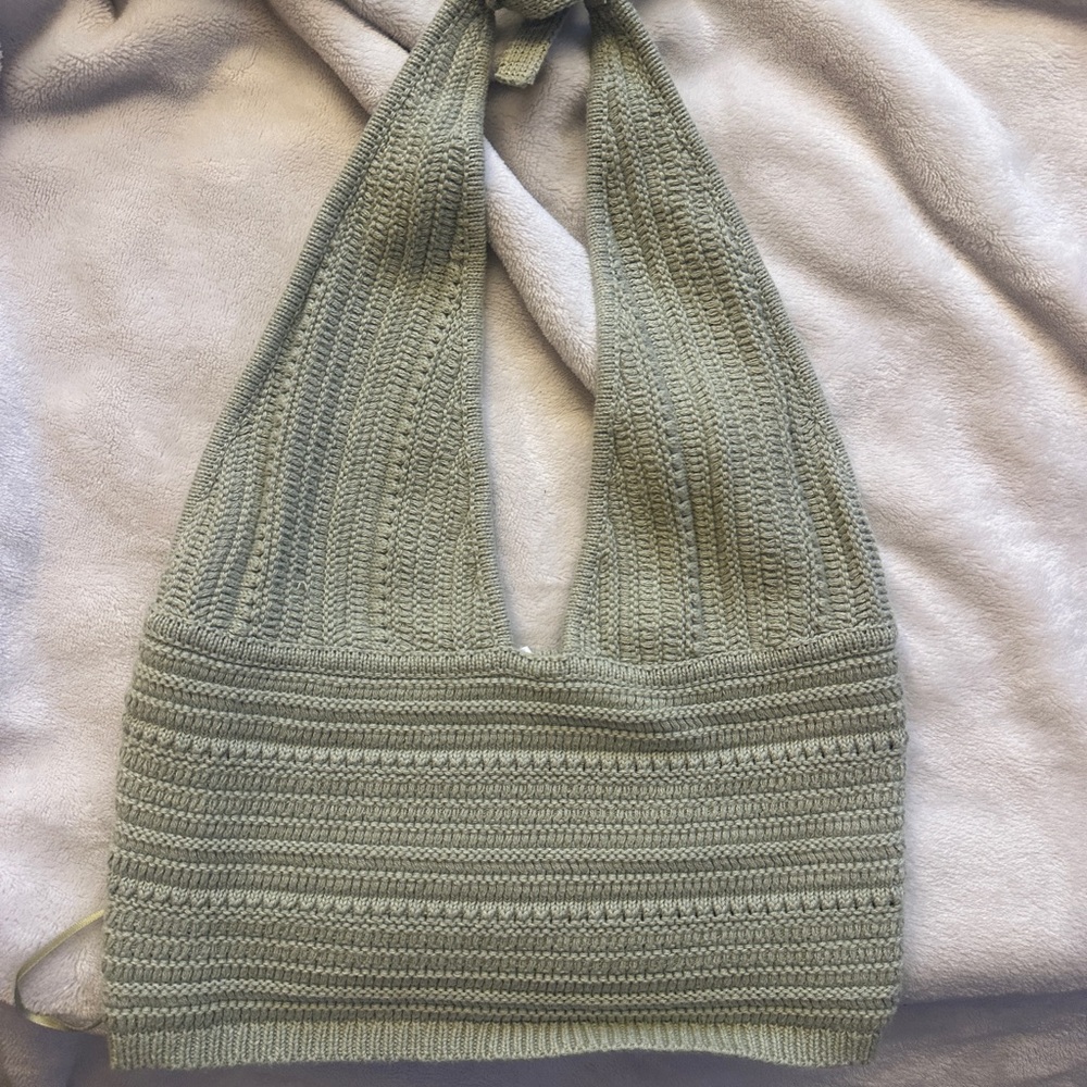 Garage Olive Green Knit Crop Top
